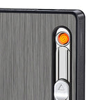 Cigarette Case 3 in 1 Multi Function Rechargeable Cigarette Holder with Windproof Lighter LED Light for 10pcs Cigarettes