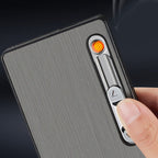 Cigarette Case 3 in 1 Multi Function Rechargeable Cigarette Holder with Windproof Lighter LED Light for 10pcs Cigarettes