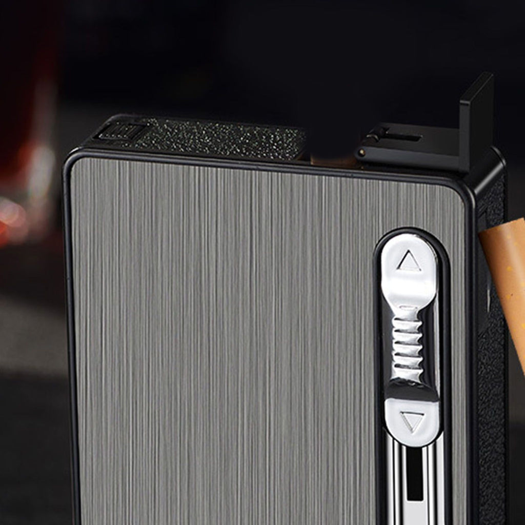 Cigarette Case 3 in 1 Multi Function Rechargeable Cigarette Holder with Windproof Lighter LED Light for 10pcs Cigarettes
