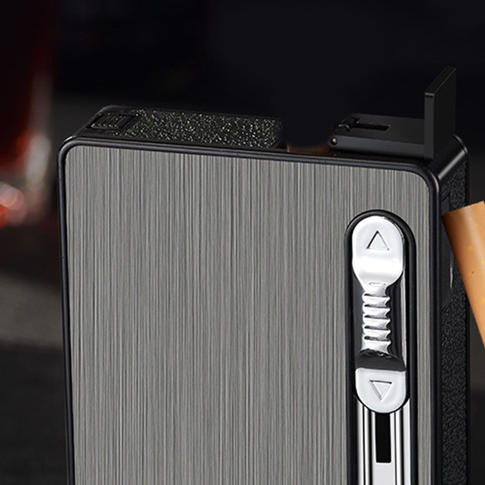 Cigarette Case 3 in 1 Multi Function Rechargeable Cigarette Holder with Windproof Lighter LED Light for 10pcs Cigarettes