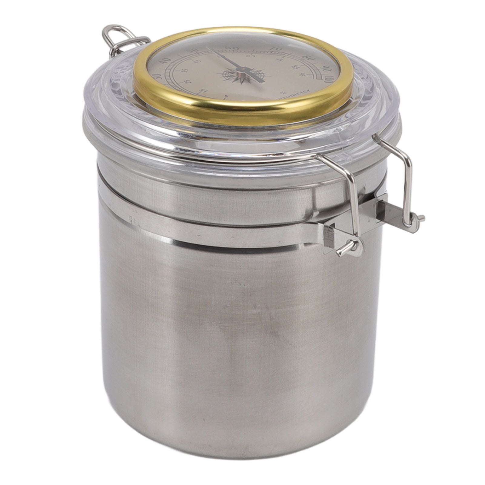 Cigar Jar Stainless Steel Silicone Ring with Hygrometer Waterproof Sealed Storage Jar for Home 96mmx129mm/3.8x5.1in