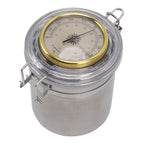 Cigar Jar Stainless Steel Silicone Ring with Hygrometer Waterproof Sealed Storage Jar for Home 96mmx129mm/3.8x5.1in