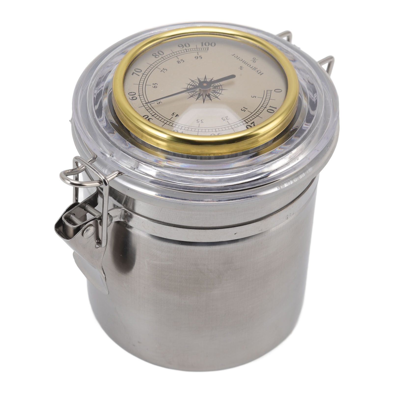 Cigar Jar Stainless Steel Silicone Ring with Hygrometer Waterproof Sealed Storage Jar for Home 96mmx129mm/3.8x5.1in