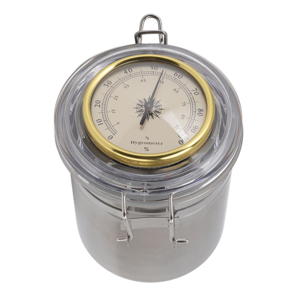 Cigar Jar Stainless Steel Silicone Ring with Hygrometer Waterproof Sealed Storage Jar for Home 96mmx129mm/3.8x5.1in