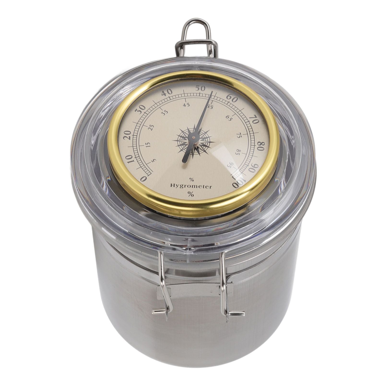 Cigar Jar Stainless Steel Silicone Ring with Hygrometer Waterproof Sealed Storage Jar for Home 96mmx129mm/3.8x5.1in