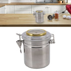 Cigar Jar Stainless Steel Silicone Ring with Hygrometer Waterproof Sealed Storage Jar for Home 96mmx129mm/3.8x5.1in