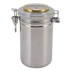Cigar Jar Stainless Steel Silicone Ring with Hygrometer Waterproof Sealed Storage Jar for Home 96mmx173mm/3.8x6.8in