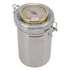 Cigar Jar Stainless Steel Silicone Ring with Hygrometer Waterproof Sealed Storage Jar for Home 96mmx173mm/3.8x6.8in