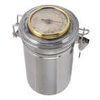 Cigar Jar Stainless Steel Silicone Ring with Hygrometer Waterproof Sealed Storage Jar for Home 96mmx173mm/3.8x6.8in