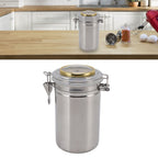 Cigar Jar Stainless Steel Silicone Ring with Hygrometer Waterproof Sealed Storage Jar for Home 96mmx173mm/3.8x6.8in