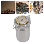 Cigar Jar Stainless Steel Silicone Ring with Hygrometer Waterproof Sealed Storage Jar for Home 96mmx173mm/3.8x6.8in