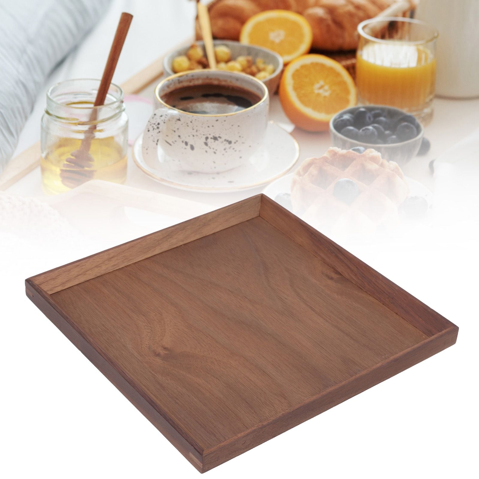 Black Walnut Tray Simple Fashion Serving Tray Serve Tea Fruit Cheese Wine Or Meals Medium Square