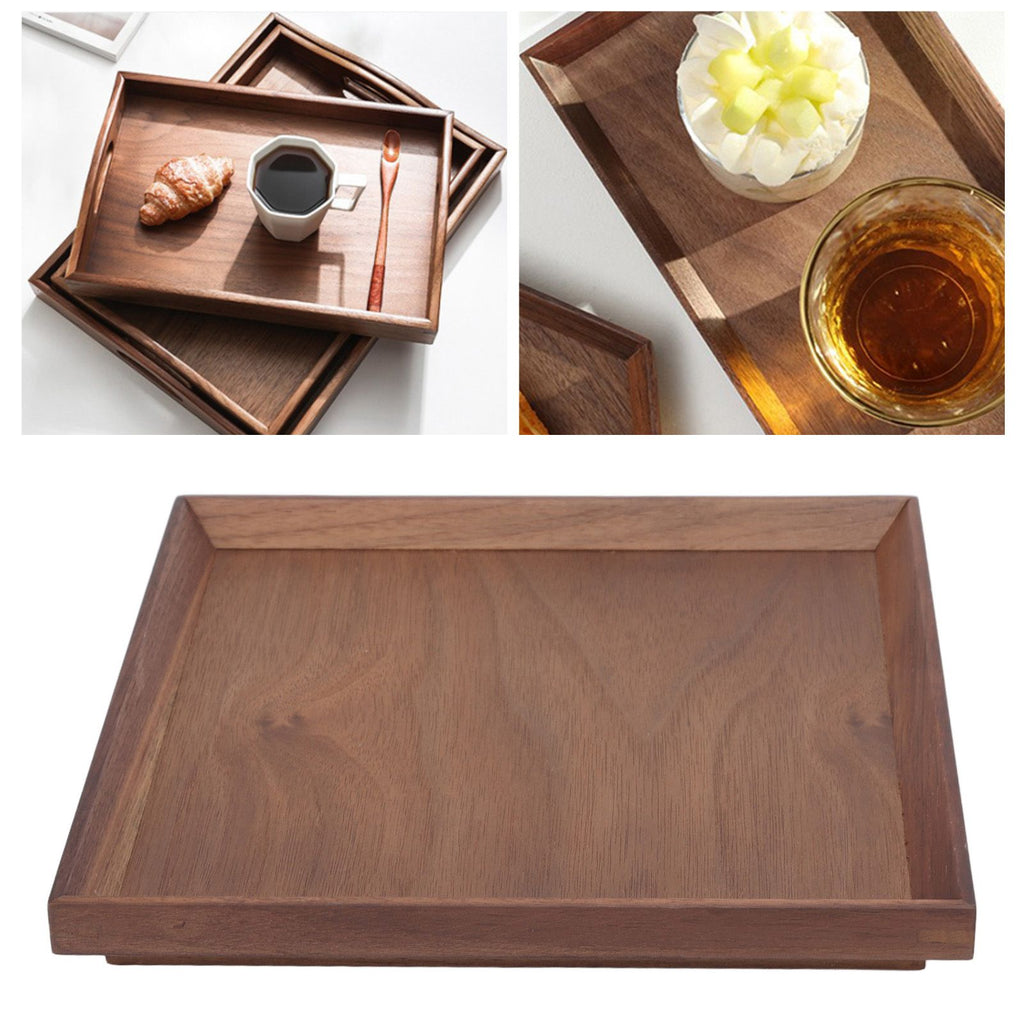 Black Walnut Tray Simple Fashion Serving Tray Serve Tea Fruit Cheese Wine Or Meals Medium Square
