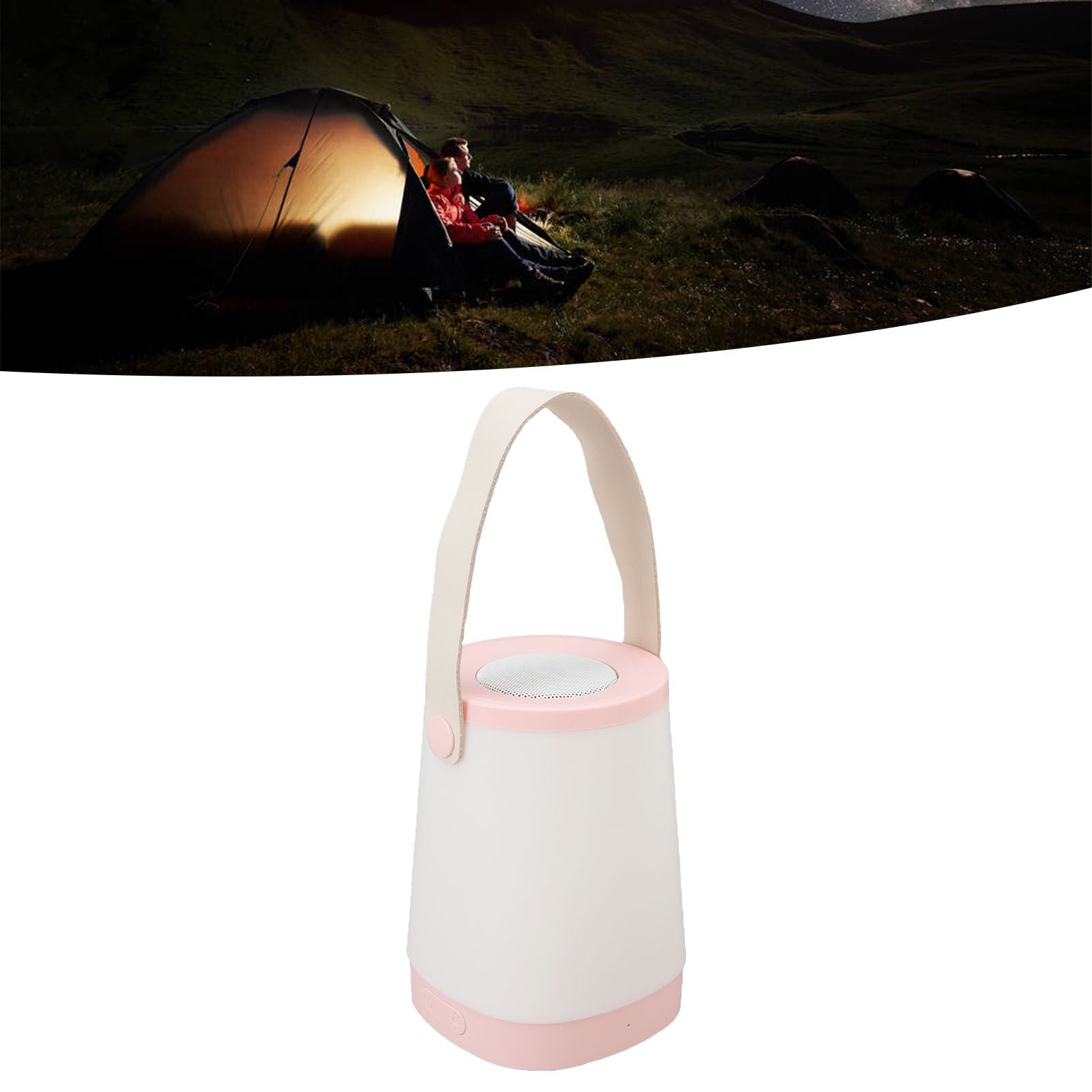 Lantern Bluetooth Speaker HiFi Rechargeable Radio Function Outdoor Wireless Speaker with LED Ambient Light Handle Pink