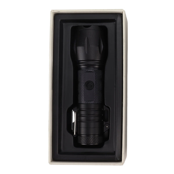 Electric Lighter Waterproof Windproof Aluminum Alloy Portable Lighter with Flashlight 3.7v Black
