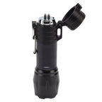 Electric Lighter Waterproof Windproof Aluminum Alloy Portable Lighter with Flashlight 3.7v Black