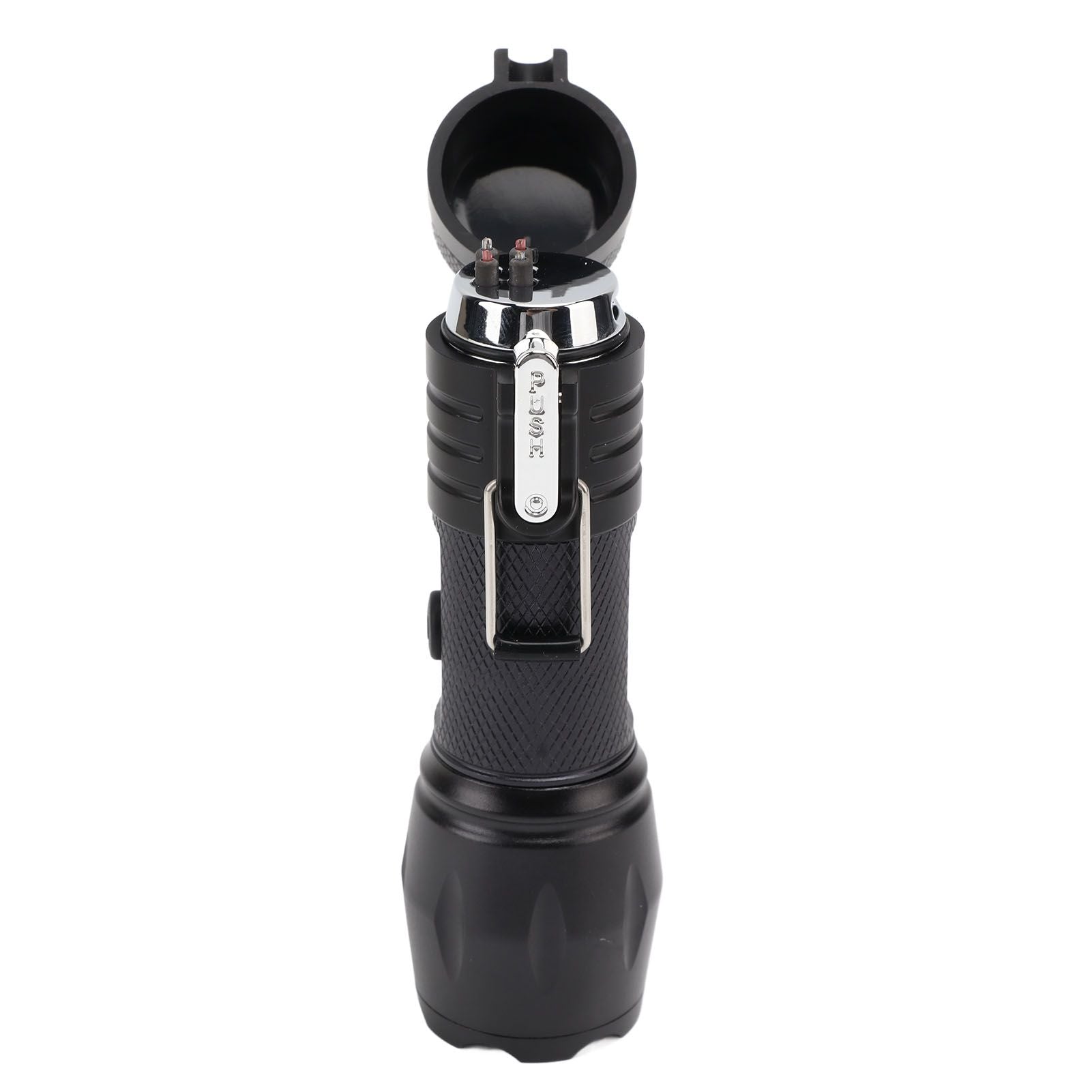 Electric Lighter Waterproof Windproof Aluminum Alloy Portable Lighter with Flashlight 3.7v Black