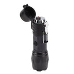 Electric Lighter Waterproof Windproof Aluminum Alloy Portable Lighter with Flashlight 3.7v Black