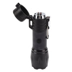 Electric Lighter Waterproof Windproof Aluminum Alloy Portable Lighter with Flashlight 3.7v Black