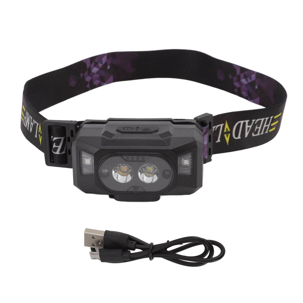 LED Sensor Headlamp Three Color Light Source Rechargeable Outdoor Strong Light Headlamp for Fishing Running Camping