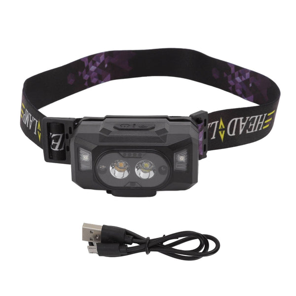 LED Sensor Headlamp Three Color Light Source Rechargeable Outdoor Strong Light Headlamp for Fishing Running Camping