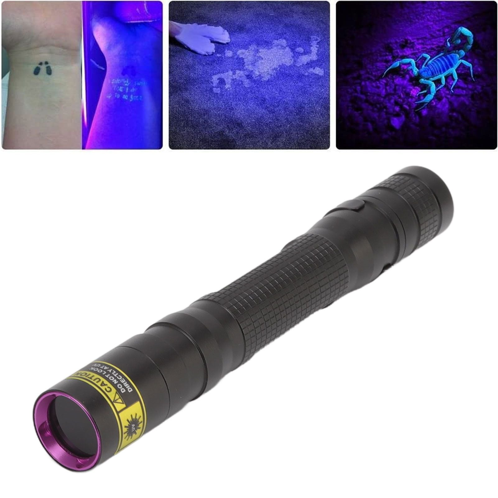 UV Flashlight 365nm Pen Clip Aluminium Alloy Button Control Multi Purpose Blacklight Flashlight for Money Jewelry Curing