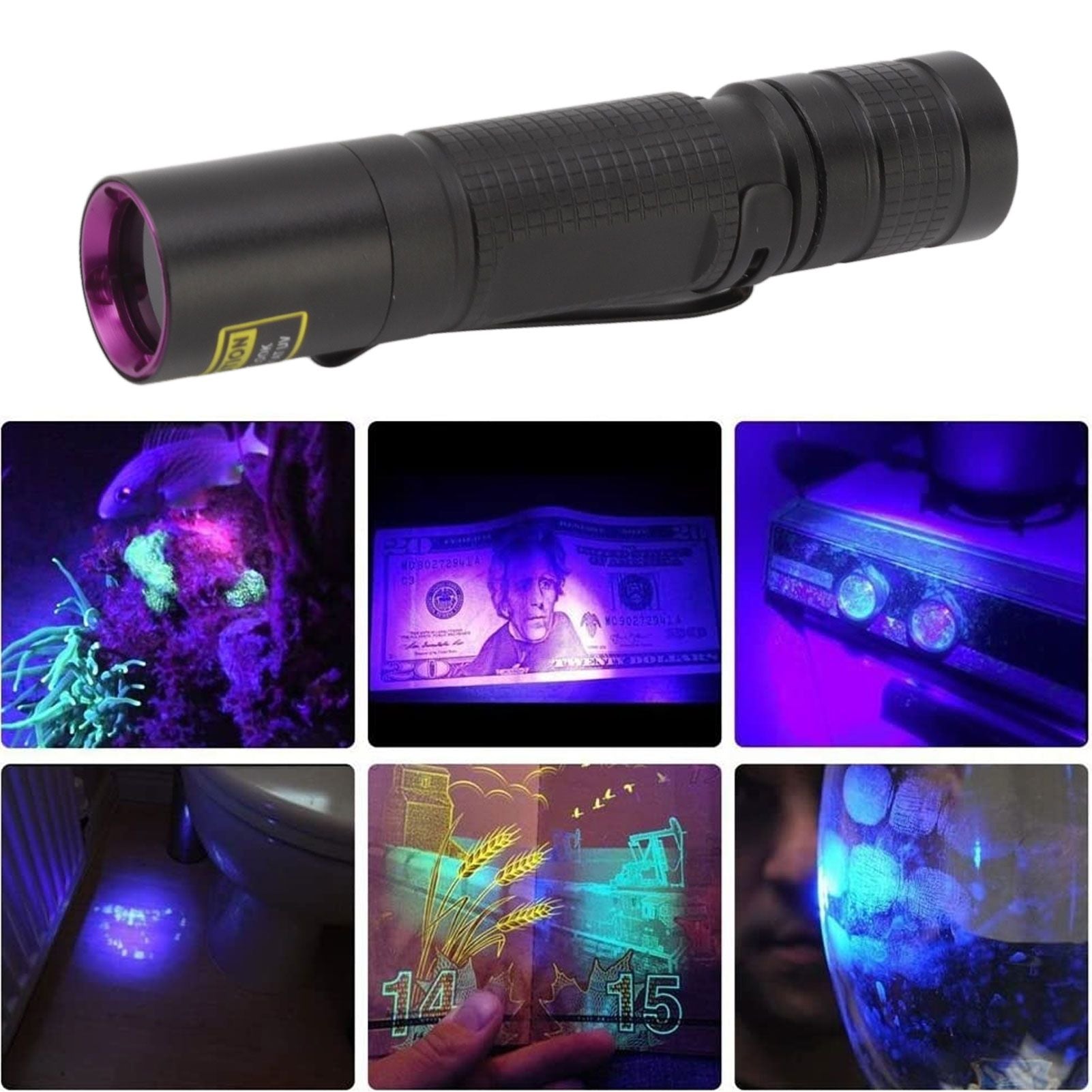 UV Black Light Flashlight Portable Mini Blacklight Ultraviolet Pen Lights for Pet Urine Money Fluorescent Agent 365nm