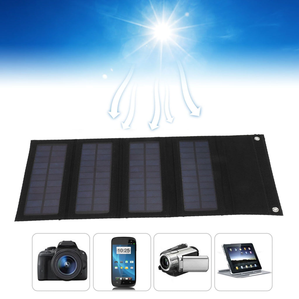 40W 4 Fold Solar Panel Charging Bag Folding Bag Foldable Monocrystalline Solar Panel Charger for Outdoor Camping Hiking Emergency Charging Black