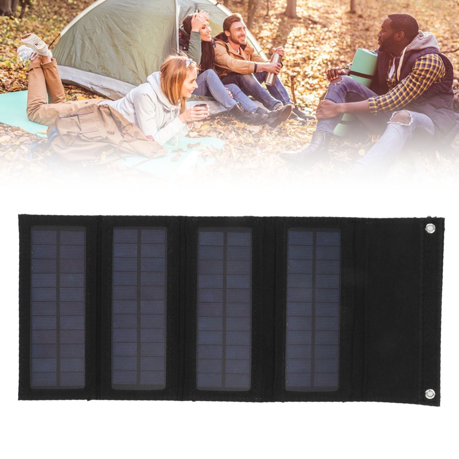 40W 4 Fold Solar Panel Charging Bag Folding Bag Foldable Monocrystalline Solar Panel Charger for Outdoor Camping Hiking Emergency Charging Black