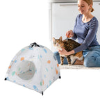 Pet Tent Cartoon Print Detachable Washable Portable Cat Tents for Cats Puppy Small Pets