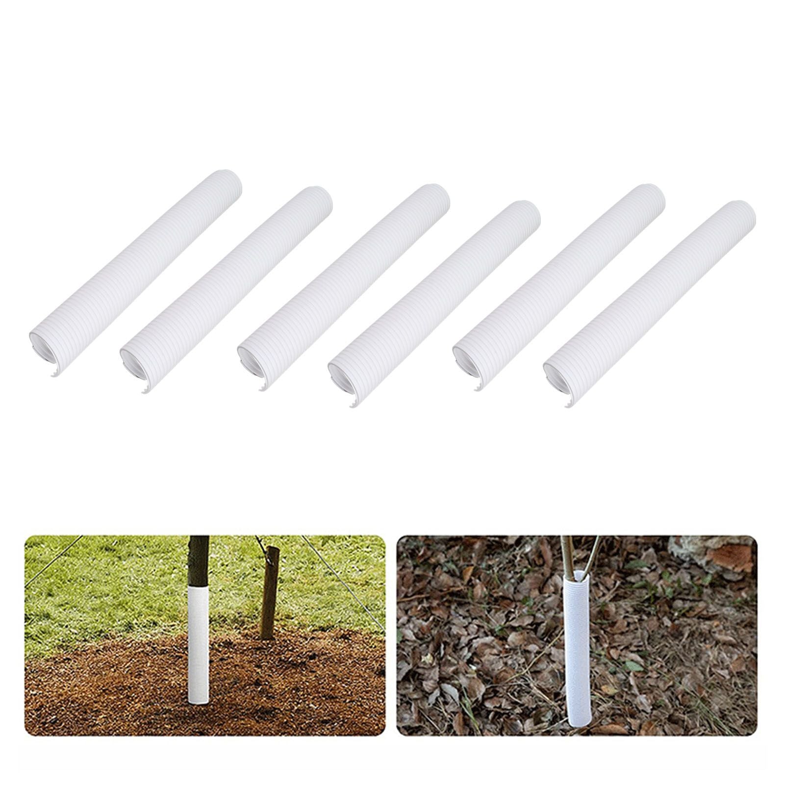 Tree Trunk Protector Plastic Tree Bark Protector Wrap Grow Tubes to Protect Saplings Plants From Deer Rabbit Cats Rodents Mowers 6Pcs
