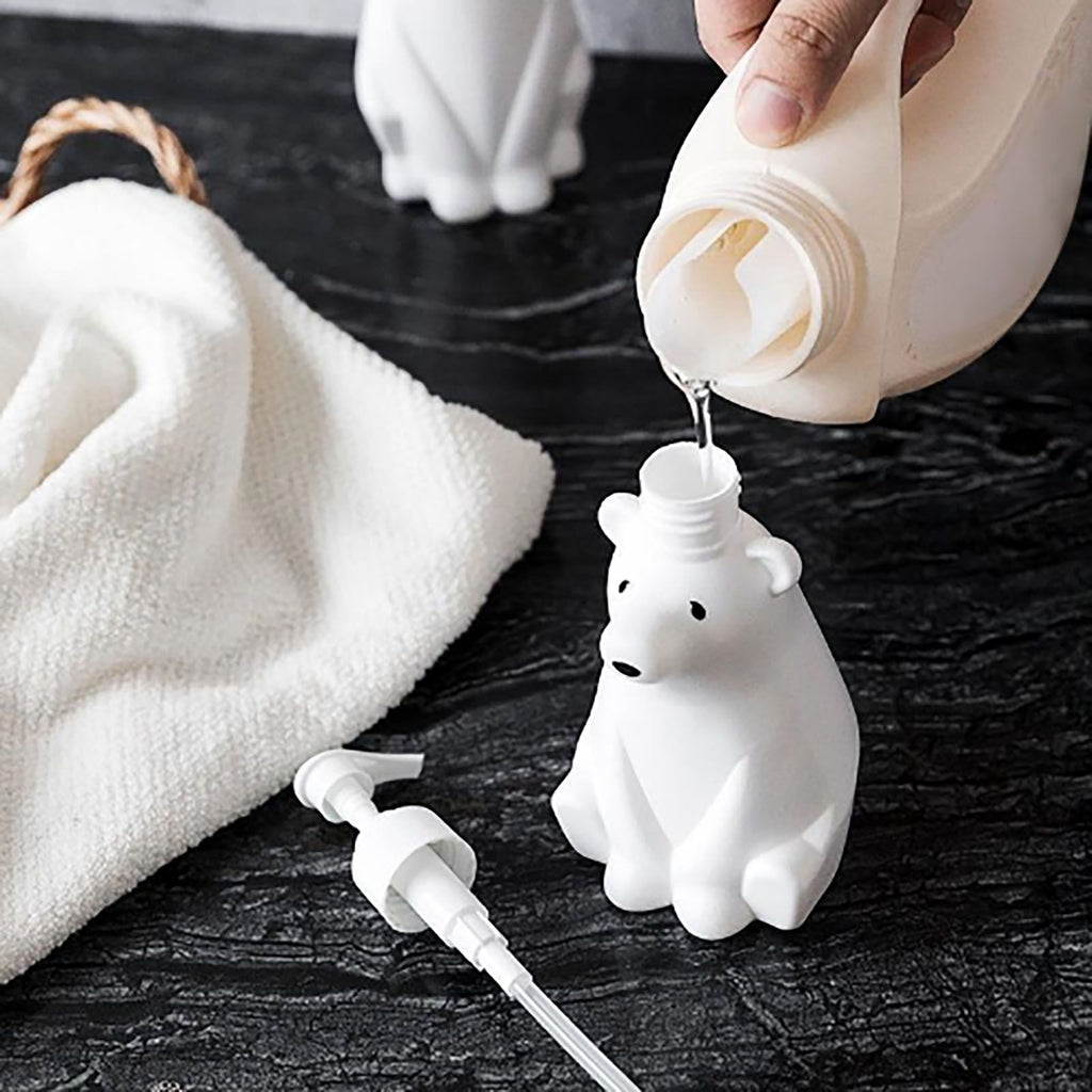 Soap Dispenser Bottle Cute Bear Shape Large Capacity Pump Dispenser Bottle for Bathroom Kitchen S (8.5x19cm/3.3x7.5in) (300ML)