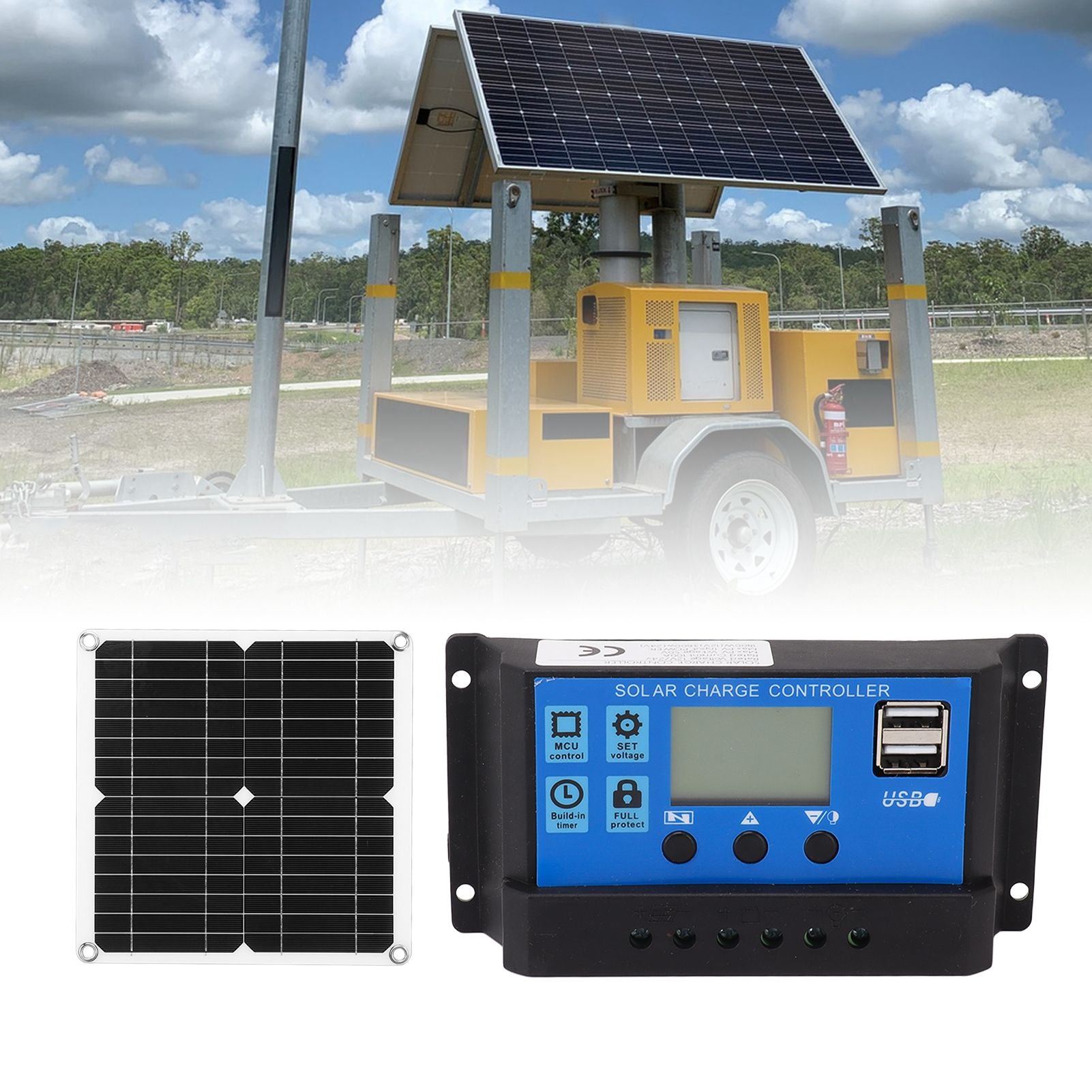 12W 12V Solar Panel Kit Semi Flexible Monocrystalline IP65 Waterproof Portable Solar Charger with 100A Controller for RV