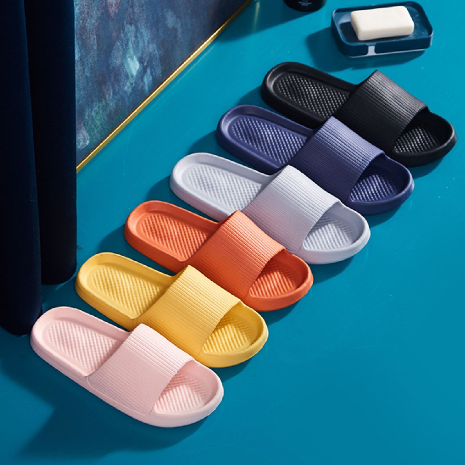 Bathroom Slippers Anti Slip Soft Thick Sole Integrated Light Weight Home Slippers Pink 40 41 (25cm/9.8in)