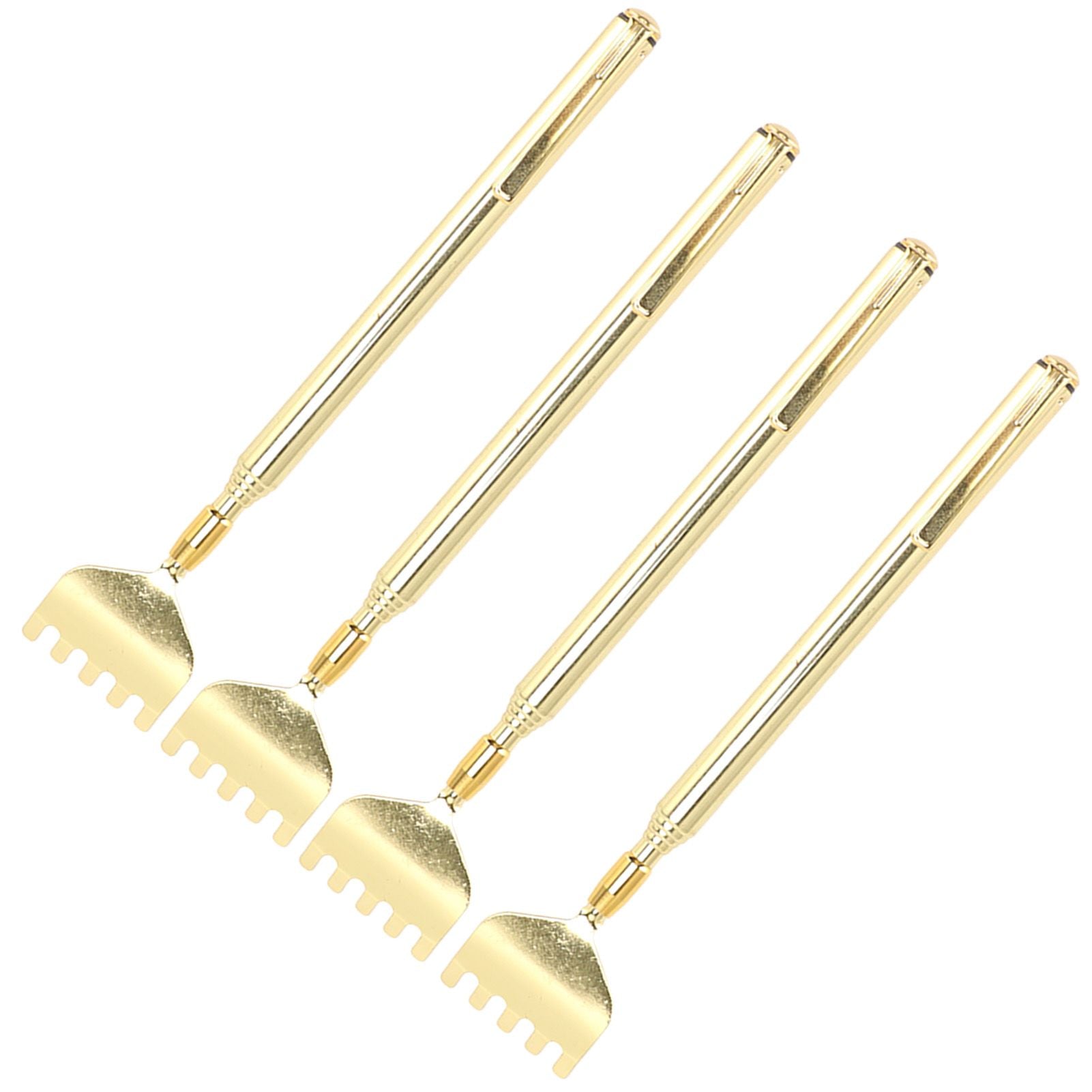 4PCS Extendable Back Scratcher Portable Stainless Steel Telescoping Back Scratcher for Massage