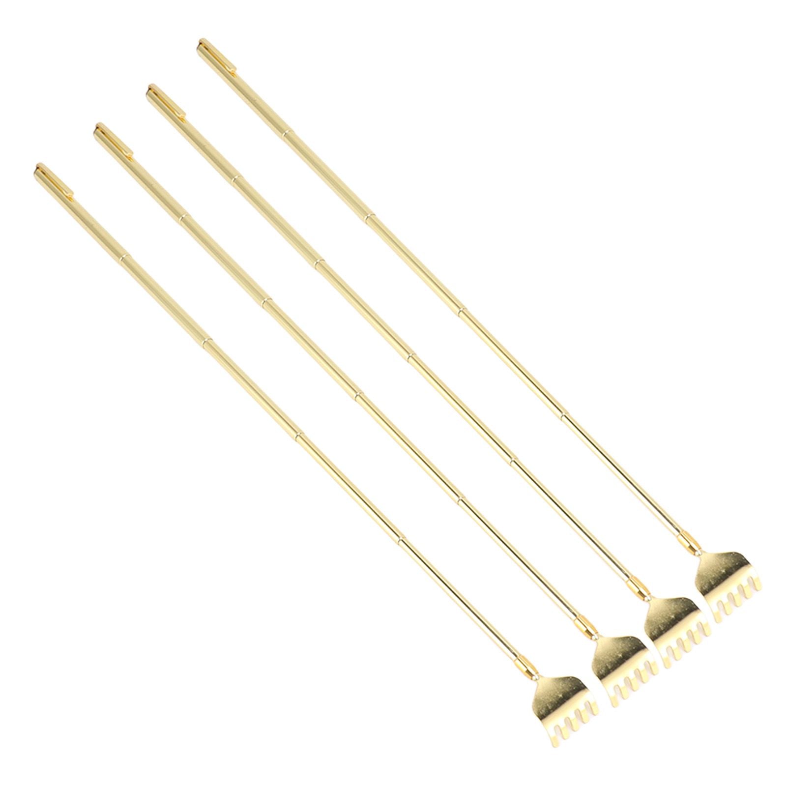 4PCS Extendable Back Scratcher Portable Stainless Steel Telescoping Back Scratcher for Massage