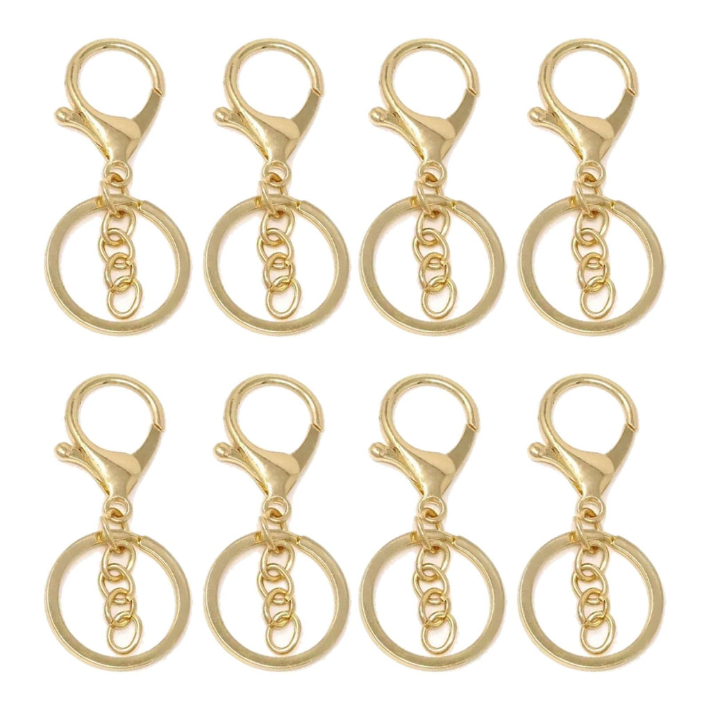 50PCS Key Chain Ring Alloy Golden Polished DIY Handcraft Metal Key Rings with Chain for Travel