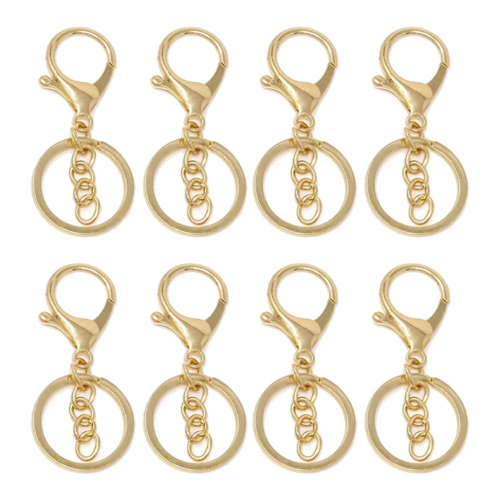 50PCS Key Chain Ring Alloy Golden Polished DIY Handcraft Metal Key Rings with Chain for Travel