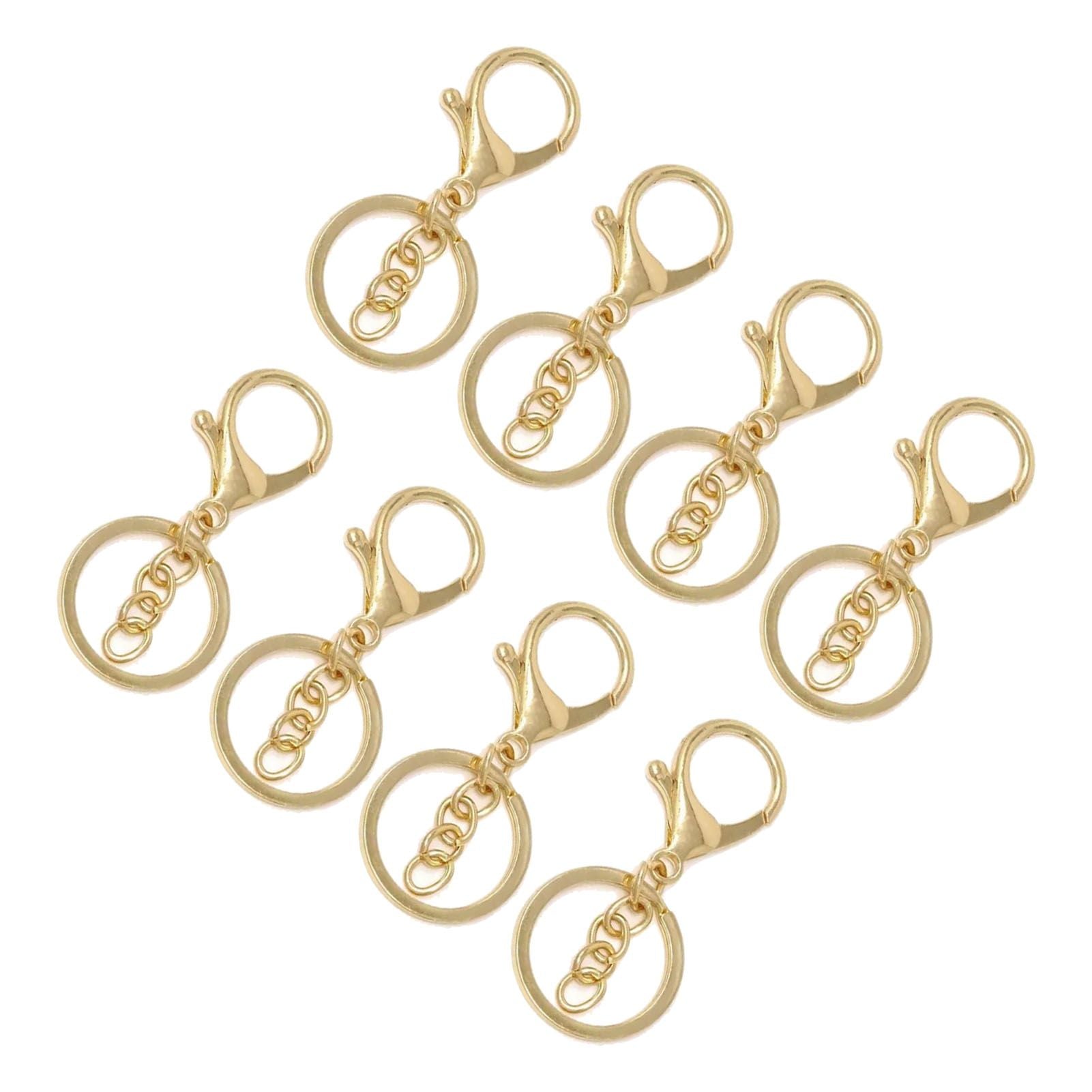 50PCS Key Chain Ring Alloy Golden Polished DIY Handcraft Metal Key Rings with Chain for Travel