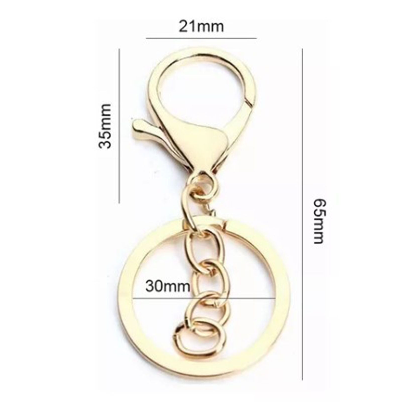 50PCS Key Chain Ring Alloy Golden Polished DIY Handcraft Metal Key Rings with Chain for Travel
