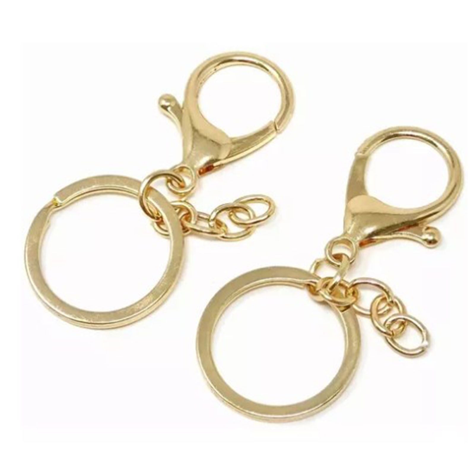50PCS Key Chain Ring Alloy Golden Polished DIY Handcraft Metal Key Rings with Chain for Travel