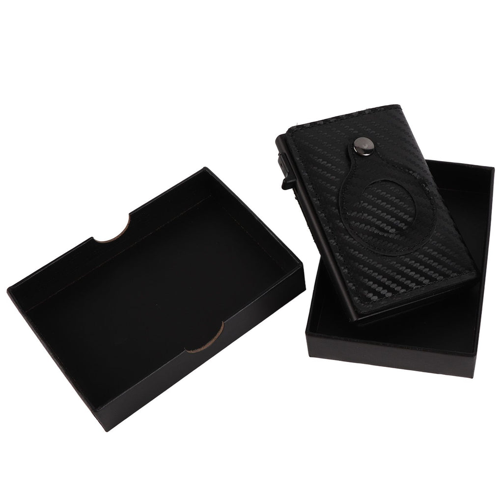 Card Wallet Soft Leather Large Capacity Lose Proof Multifunctional Men Wallet Gift Carbon Fiber Black