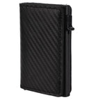 Card Wallet Soft Leather Large Capacity Lose Proof Multifunctional Men Wallet Gift Carbon Fiber Black