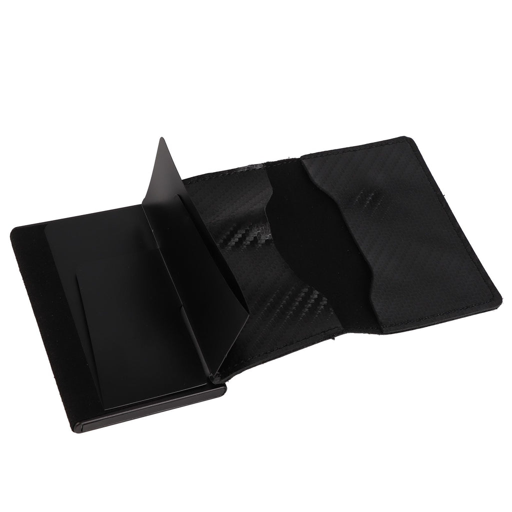 Card Wallet Soft Leather Large Capacity Lose Proof Multifunctional Men Wallet Gift Carbon Fiber Black