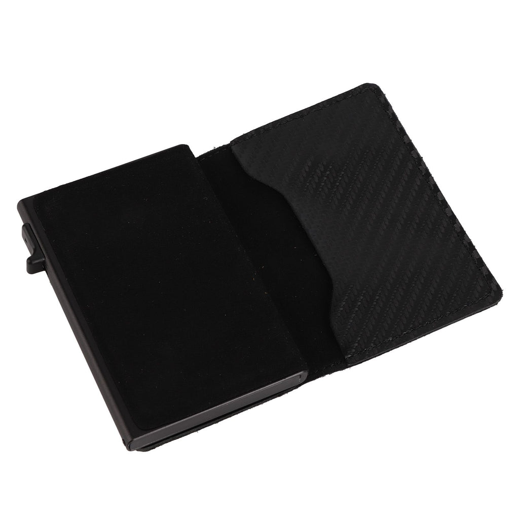 Card Wallet Soft Leather Large Capacity Lose Proof Multifunctional Men Wallet Gift Carbon Fiber Black