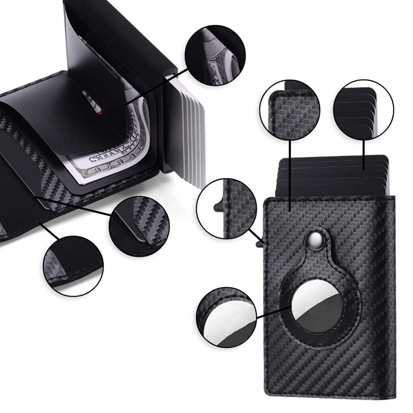 Card Wallet Soft Leather Large Capacity Lose Proof Multifunctional Men Wallet Gift Carbon Fiber Black