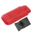 2 Finger Cigar Case Cigar Sleeve Portable Travel Cigar Holder Moisturizing Function With Cutter Red