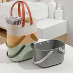 Portable Shower Basket with Ventilation Holes Large Capacity Plastic Portable Storage Basket with Handles for Bathroom Green