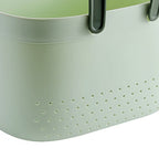 Portable Shower Basket with Ventilation Holes Large Capacity Plastic Portable Storage Basket with Handles for Bathroom Green