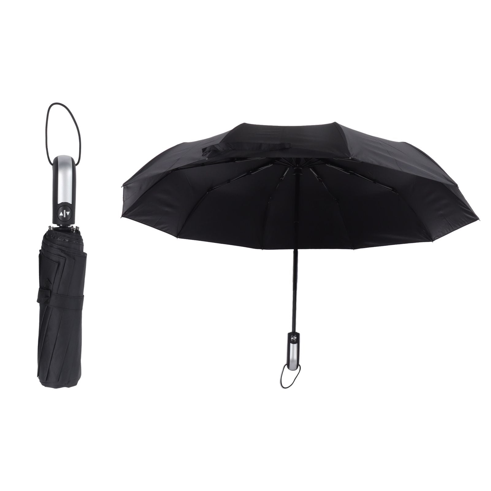 Automatic Umbrella Windproof Comfortable Grip Portable Folding Umbrella for Rain and Sun Black